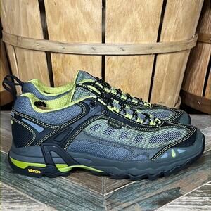 Ahnu Vented Mesh Synthetic Gray Green Vibram Trail Hiking Shoes Mens Size 7.5